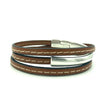 Leather Triple Wrap Bracelet - Silver (Assorted)