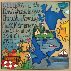 "Great Iowa Lakes" Plaque – A great geographic plaque design with everything we love about Iowa's Great Lakes front view