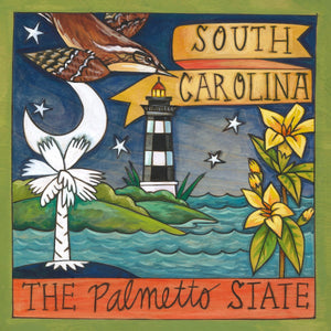 "Dum Spiro Spero" Plaque – South Carolina gorgeous shore scene and state symbols