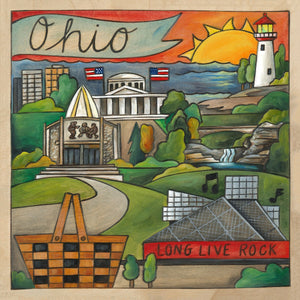 "Oh Ohio!" Plaque – The Buckeye State landscape motif with several local landmarks front view