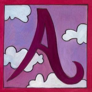 Sincerely, Sticks "A" Alphabet Letter Plaque option 1 with clouds