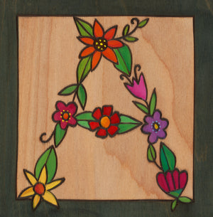 Sincerely, Sticks "A" Alphabet Letter Plaque option 3 made of flowers