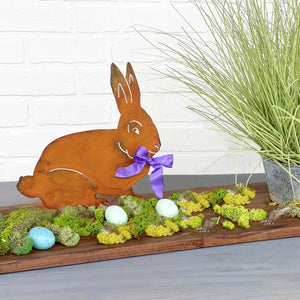 Audrey Rabbit Sculpture – Sweet bunny rabbit sculpture with a ribbon to celebrate spring season and Easter main view