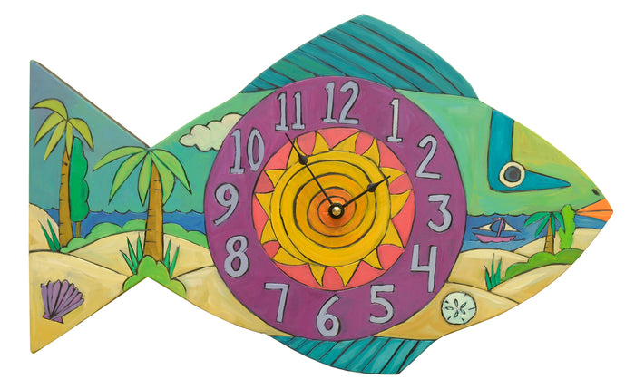 "Beach Time" Fish Shaped Clock