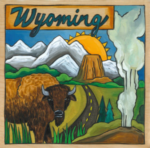 "Big Wyoming" Plaque – Beautiful Wyoming landscape plaque honoring its national parks and treasures