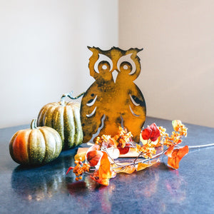 Boo Owl Sculpture – Charming woodland owl adds a unique touch to your home's autumn display main view