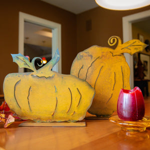 Brady Pumpkin Sculpture – Short and plump pumpkin sculpture is the perfect versatile fall decoration that can be used all season long and especially for Halloween and Thanksgiving displayed on a kitchen table
