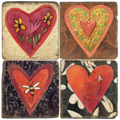 Sweet Sticks hearts coaster design set