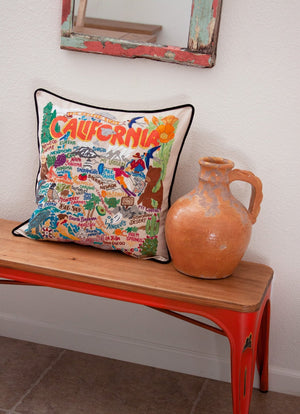 California Hand-Embroidered Pillow