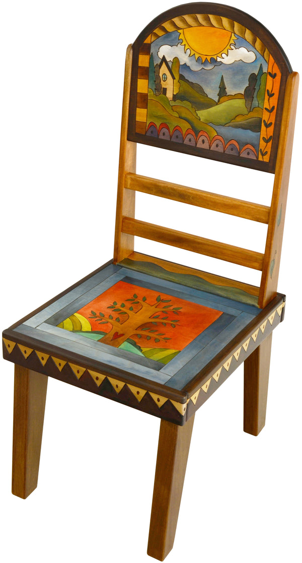 Sticks handmade chair with vibrant folk art imagery