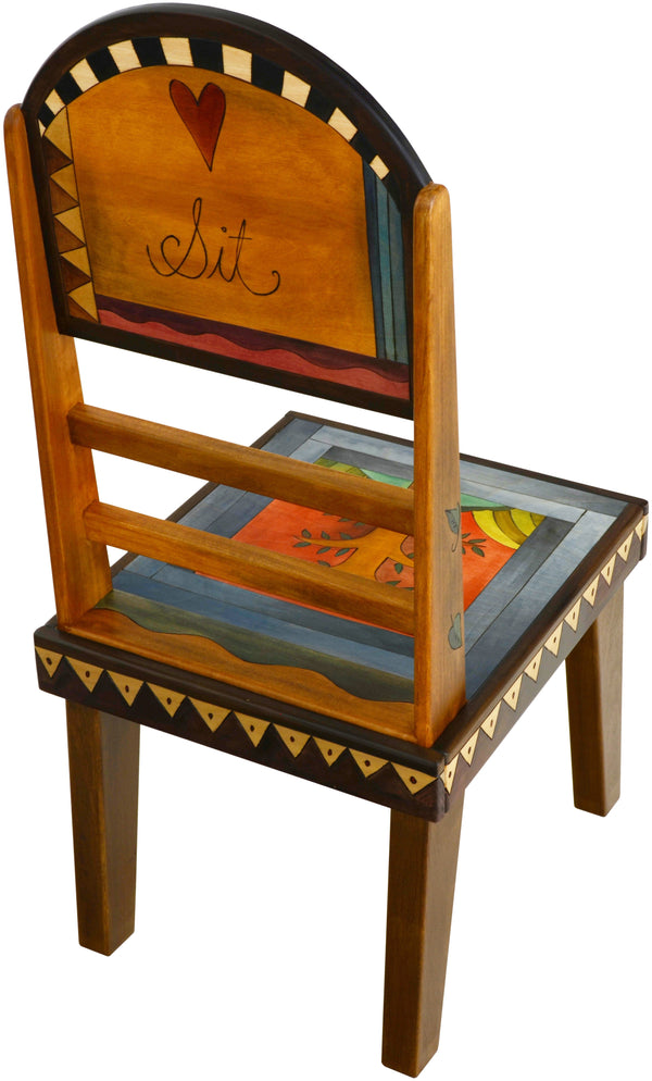 Sticks handmade chair with vibrant folk art imagery