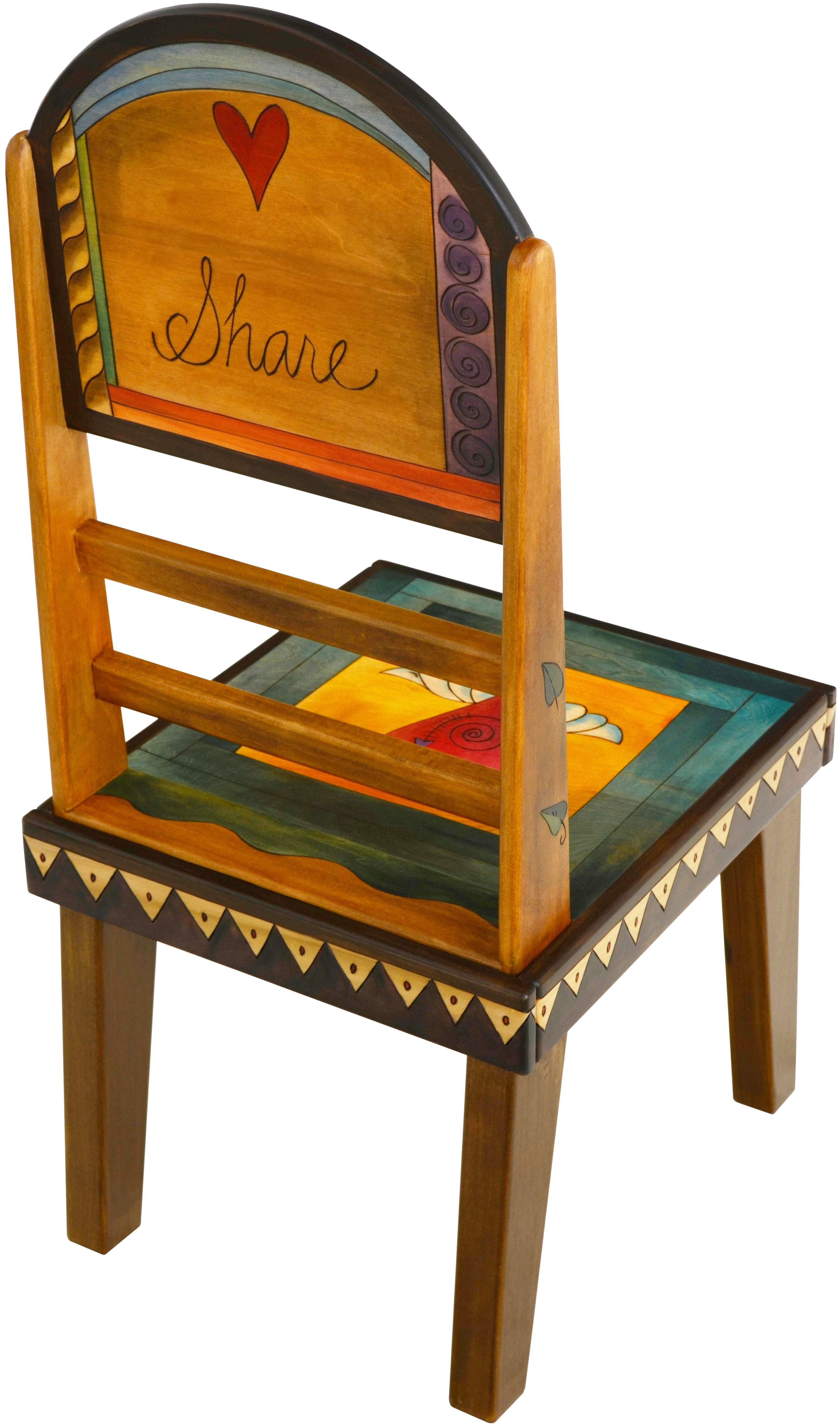 Sticks handmade chair with vibrant folk art imagery