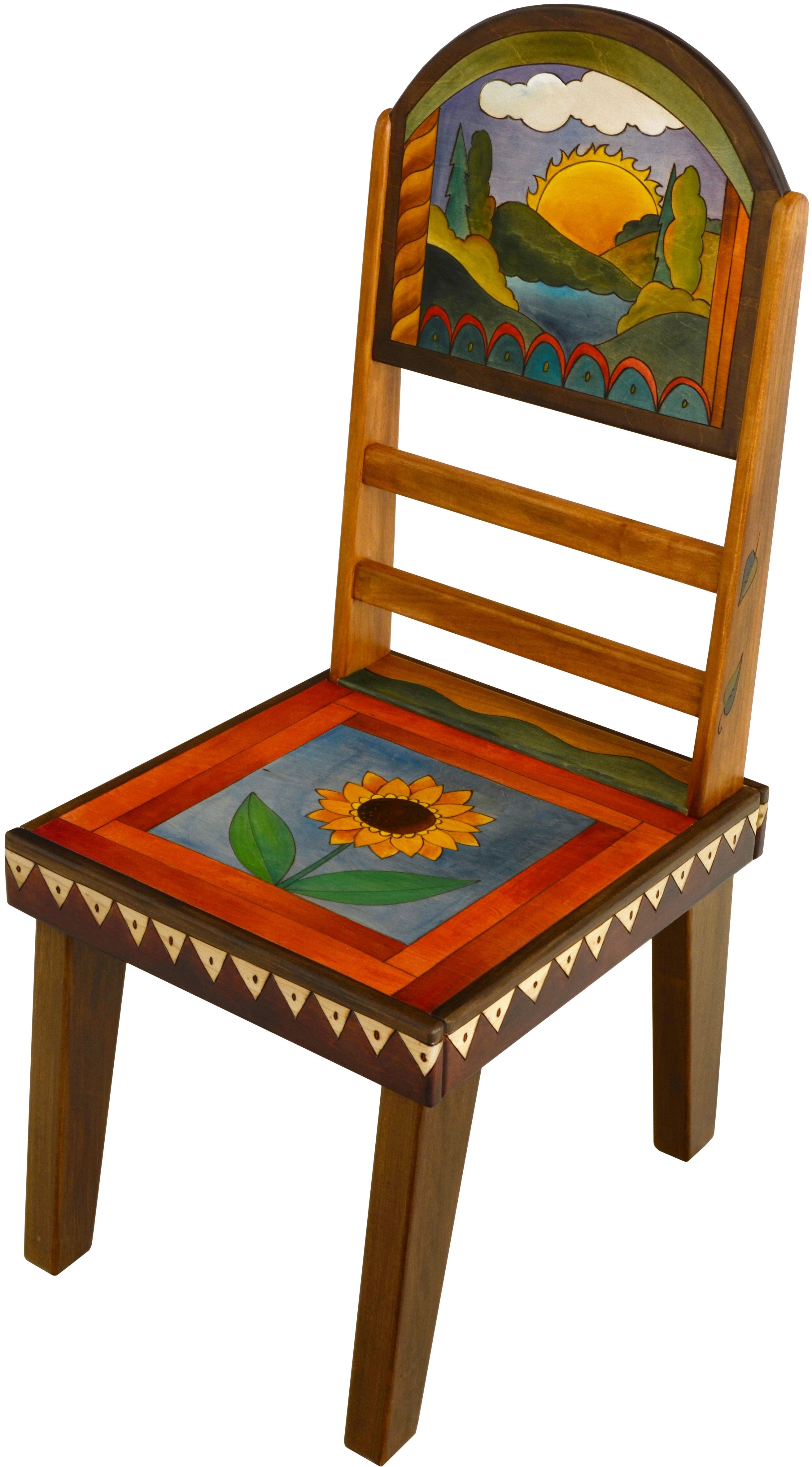 Sticks handmade chair with vibrant folk art imagery