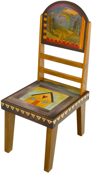 Sticks handmade chair with vibrant folk art imagery