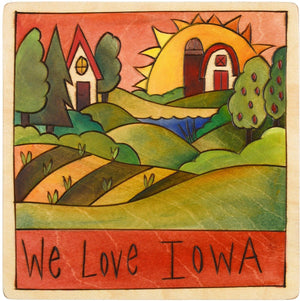 7"x7" Plaque –  "We love Iowa" rural landscape design
