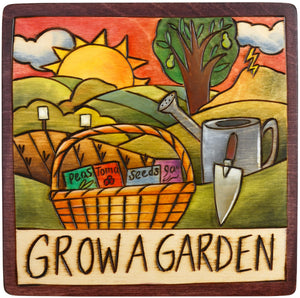 Sticks handmade wall plaque with "Grow a Garden" quote and theme