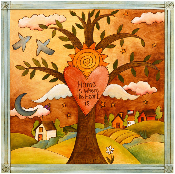 Sticks handmade wall plaque with tree of life and motivational imagery