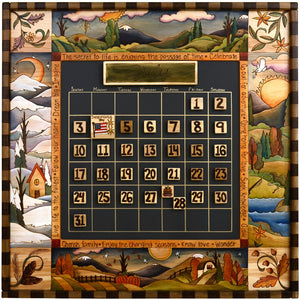 Large Perpetual Calendar –  "The Secret to Life is Enjoying the Passage of Time" perpetual calendar with scenes of the four seasons in a neutral color scheme motif