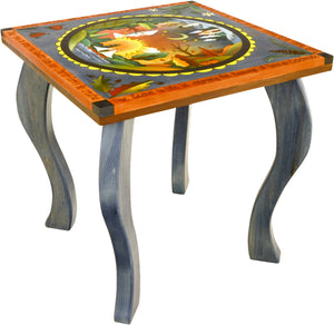 Large Square End Table –  Eclectic end table with four seasons motifs