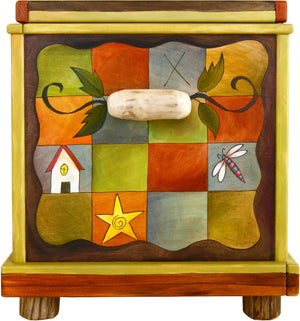Chest –  "Treasures" chest with sun and moon on the horizon motif