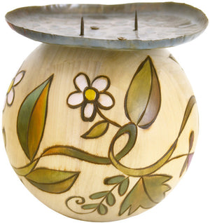 Sticks handmade candle holder with floral vine motif