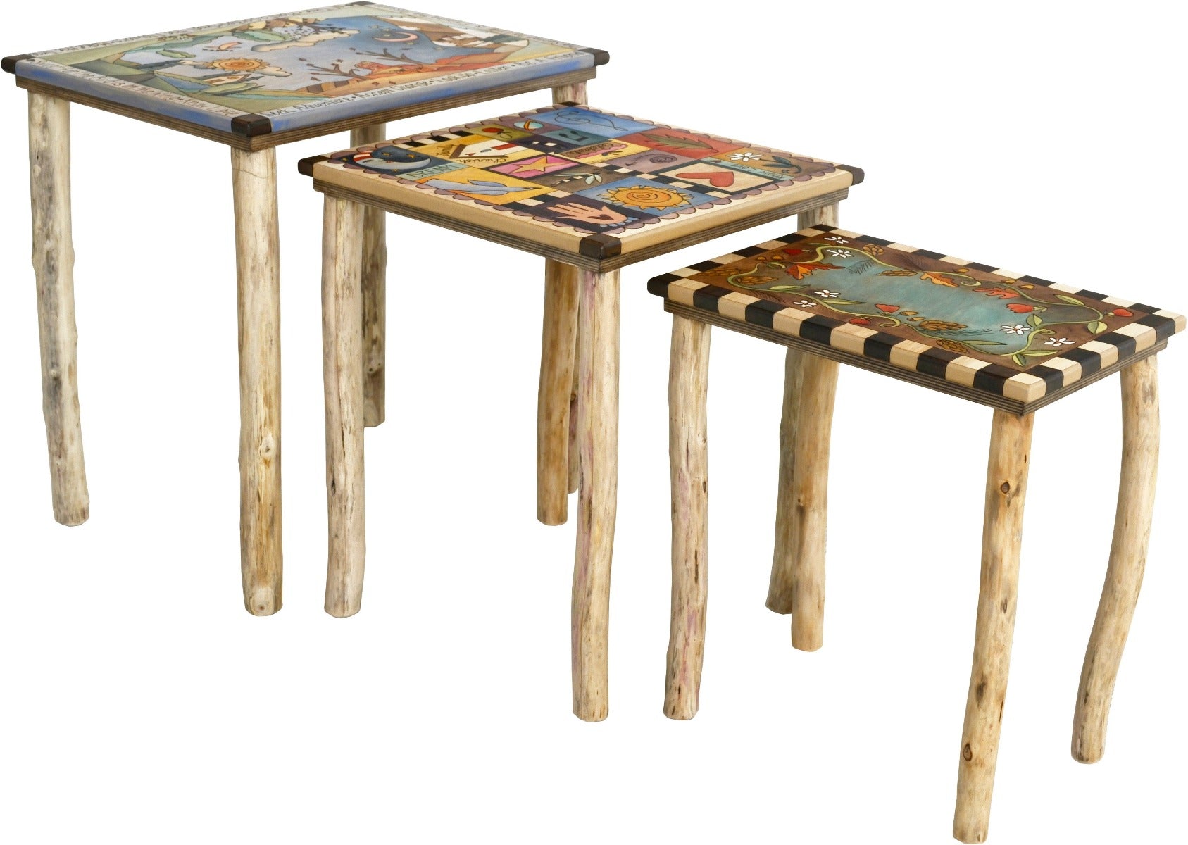 Nesting Table Set –  Natural nesting table set with organic birch legs and soft tones