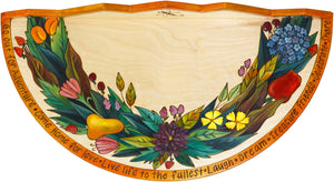 Small Half Round Table –  Pretty half round table with floral and fruit motifs