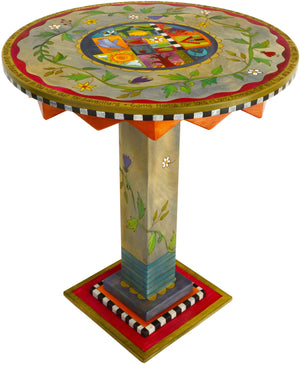 Bar Height Table –  "Tell Your Story" bar height table with flower and vine motif