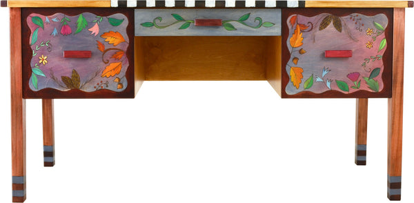 Large Desk –  Beautiful and vibrant oversized desk with a four seasons landscape and coordinating floral designs