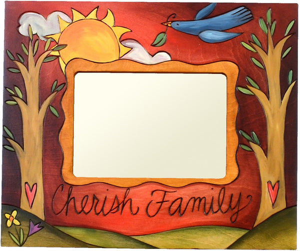 Sticks handmade 5x7" picture frame with cherish family motif