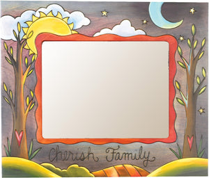 8"x10" Frame –  "Cherish Family" frame with sun and moon over trees motif