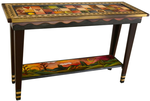 Sticks handmade sofa table with contemporary folk art design