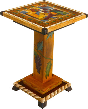 Martini End Table –  Wine and merriment themed end table with grape vine motifs