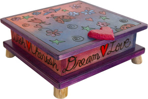 Keepsake Box – Cute pink and purple box with ladybugs, flowers, and hearts design