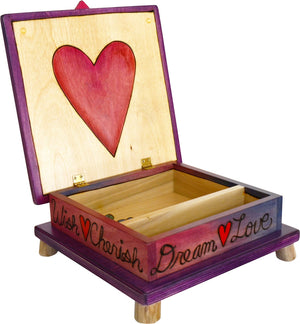 Keepsake Box – Cute pink and purple box with ladybugs, flowers, and hearts design