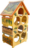 Sticks handmade wine rack with bright and colorful imagery