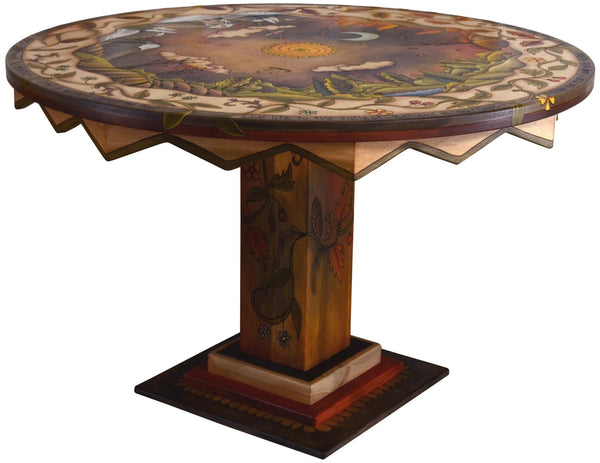 Sticks handmade dining table with mountainous four seasons landscape