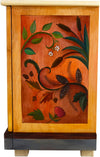 Medium Buffet –  Beautiful two door buffet featuring a lush landscape painting, sun and moon motif, and interior shelving right side view