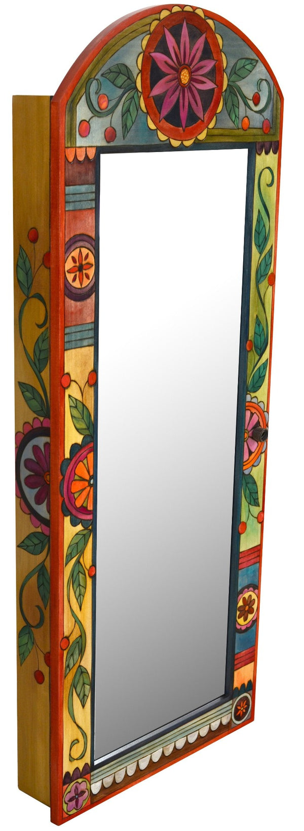 Jewelry Cabinet –  "Keepsakes/Treasures" jewelry cabinet with bright floral motif