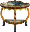 Small Half Round Table –  Beautiful half round table with rolling landscape, tree of life and sun and moon imagery