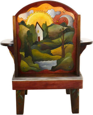 Friedrich's Chair and Matching Ottoman –  Beautiful warm colored Friedrich's chair with ottoman and sunset over the rolling hills motif