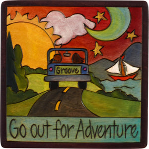 Sticks handmade wall plaque with "Go out for Adventure" quote and theme