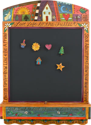 Info Center –  "Live Life to the Fullest" activity board with sun, moon and home motif