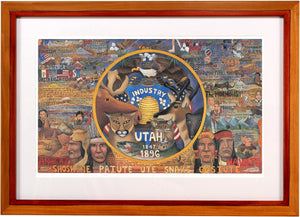Framed Utah Flag Lithograph –  Beautiful litho print honoring the state of Utah encased in a handcrafted frame