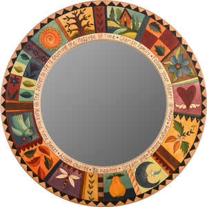 Large Circle Mirror –  "Make the Time Sweet" circle mirror with nature motif