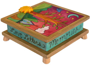 Keepsake Box – Tree of life nestled in a home-y landscape done in bright jewel tones