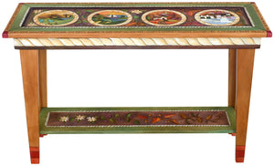 Sticks handmade sofa table with four seasons landscape motif