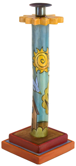 Single Candle Holder –  Single candle holder with sunny day and starry night motif