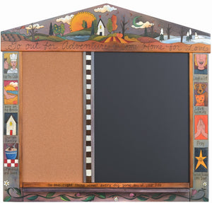 Large Activity Board –  "Go out for Adventure, Come Home for Love," activity board with four seasons landscape and colorful block icons