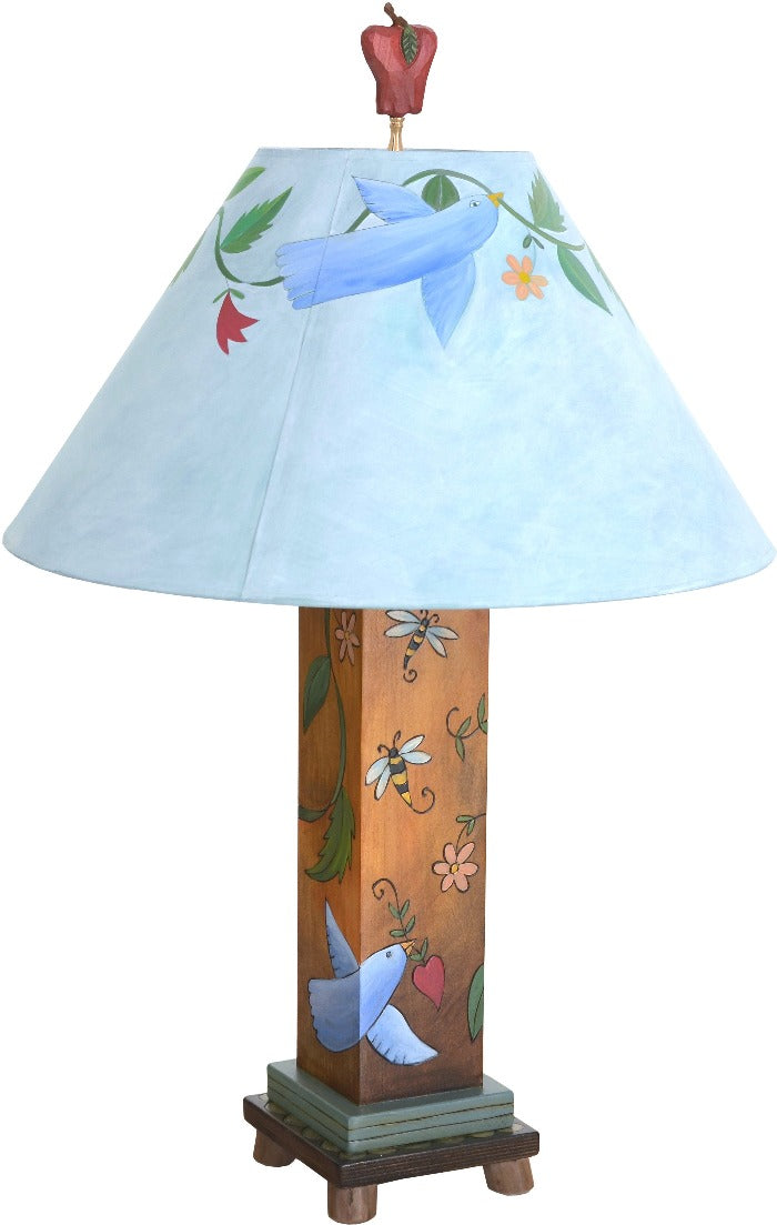 Box Table Lamp –  Contemporary table lamp with floral, vine and bird motifs